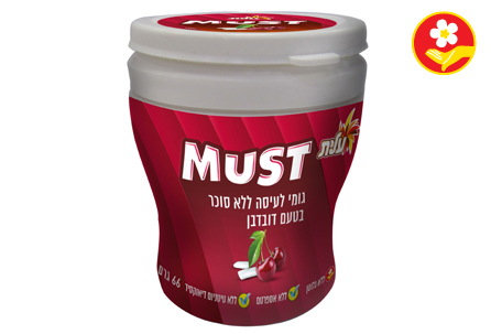 גומי לעיסה ללא סוכר בטעם דובדבן