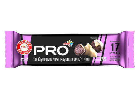 חטיף חלבון פרו עם עוגיות קקאו וציפוי בטעם שוקולד לבן 60 גרם